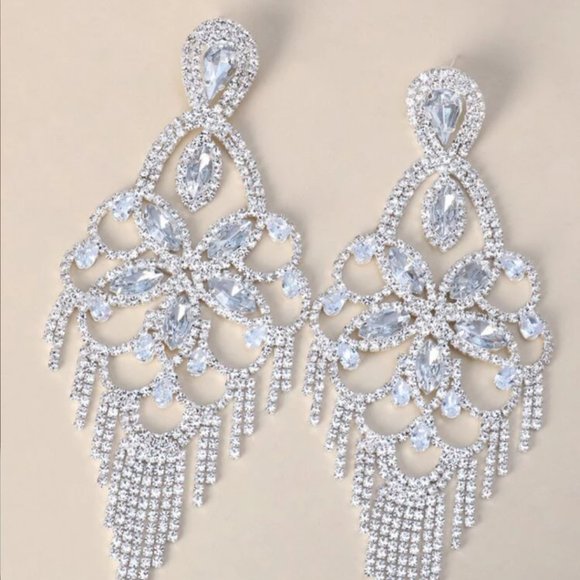 CZ Chandelier Earrings - Picture 1 of 2